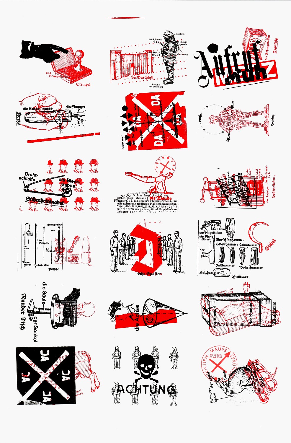 Wolfgang Petrovsky, Postkartenandruckbogen, Klopfzeichen, Mauersprünge